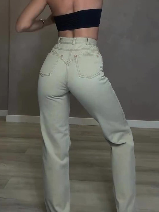 High Waist Double Jeans