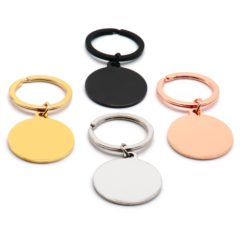 Stainless Steel Mirror Polished  Disc Round Dog Tag Charm Pendant For Bracelet Necklace DIY Jewelry Key Ring