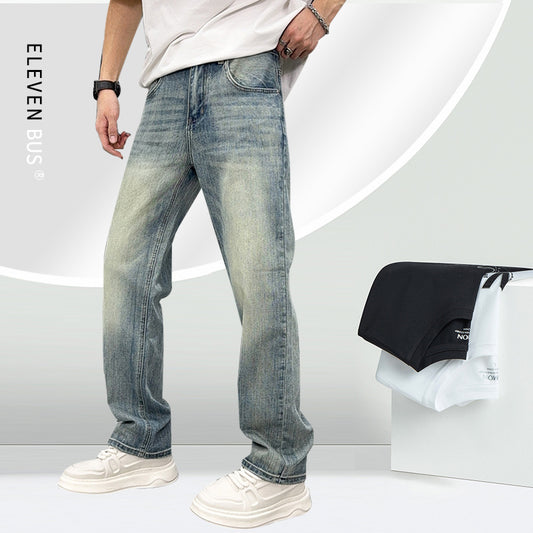 Men's Loose Elastic Casual Light Blue Jeans